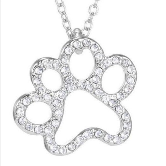 Animal Rescue Jewelry - Necklace Paw Print in Rhinestones ! ADORABLE !